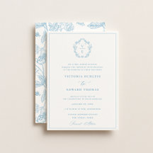 Vintag Sky Blue Wappen Monogram Wedding