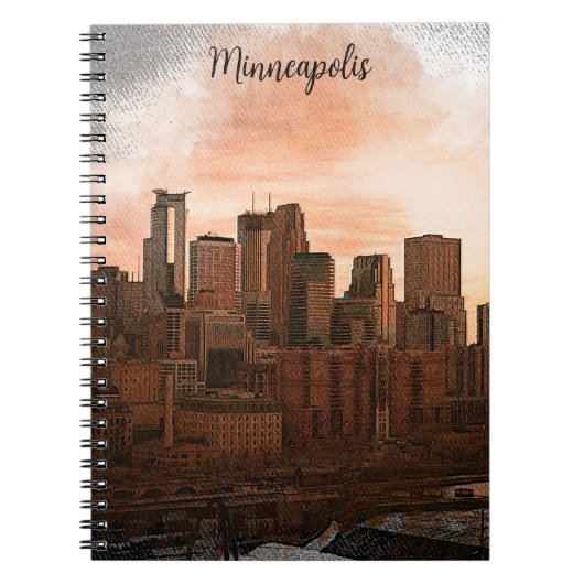 Vintag Skyline Minneapolis Minnesota Notizblock (Vorderseite)