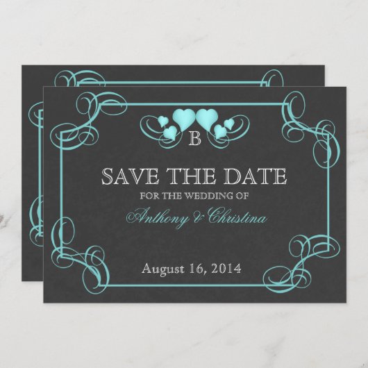 Vintag Slate Save the Date (Vorne/Hinten)