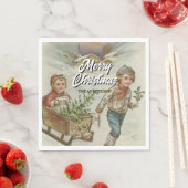 Vintag Sleigh Ride Weihnachtsbaum Napkins Serviette (Beispiel)