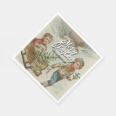 Vintag Sleigh Ride Weihnachtsbaum Napkins Serviette (Ecke)
