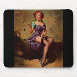 Vintag Slingshot Button Up Girl Mousepad
