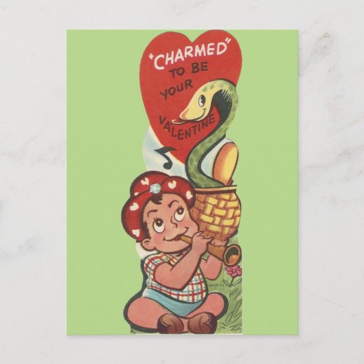 Vintag Snake Charmer Valentine Feiertagspostkarte (Vorderseite)
