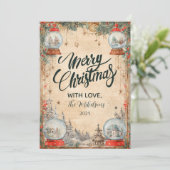 Vintag Snow Globe Feiertagskarte (Stehend Vorderseite)