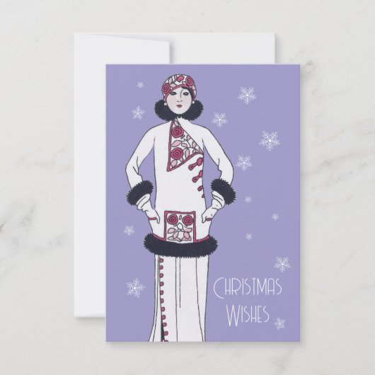 Vintag Snow Queen Weihnachtskarte Dankeskarte (Vorderseite)