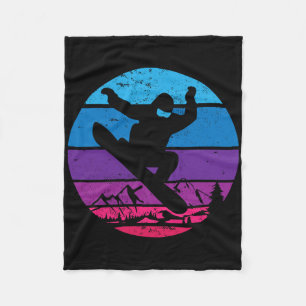 Vintag Snowboard Snowboarding Silhouette I Retro Fleecedecke