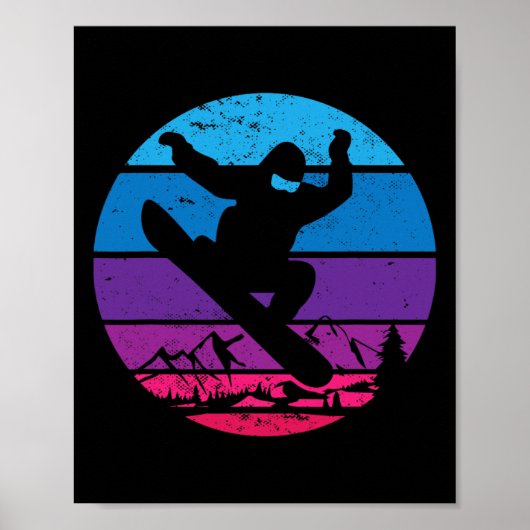 Vintag Snowboard Snowboarding Silhouette I Retro Poster (Vorne)