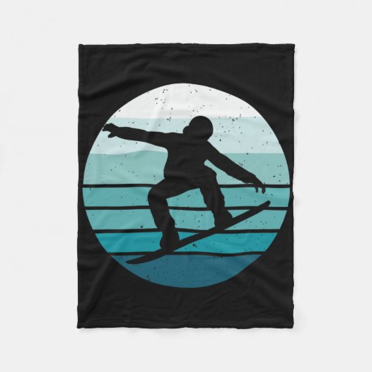 Vintag Snowboarden Fleecedecke (Vorderseite)