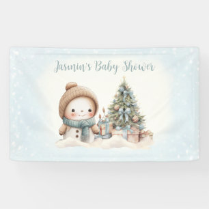 Vintag Snowman Blue Christmas Boy Baby Dusche Banner