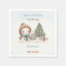 Vintag Snowman Blue Christmas Boy Baby Dusche