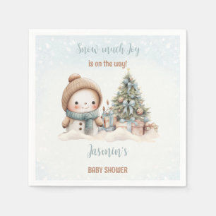 Vintag Snowman Blue Christmas Boy Baby Dusche Serviette