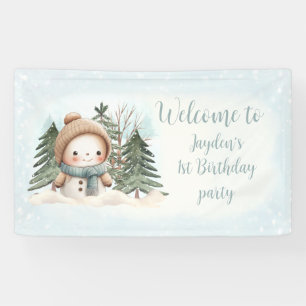 Vintag Snowman Blue Winter 1. Geburtstagsbanner Banner