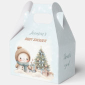 Vintag Snowman Christmas Boy Baby Dusche Groß Geschenkschachtel (Rückseite)