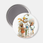 Vintag Snowman Christmas Magnet (Vorderseite/Rückseite)