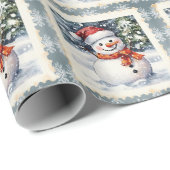 Vintag Snowman Christmas Postage Briefmarke Geschenkpapier (Rolleneckpunkt)