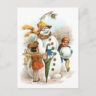 Vintag Snowman Christmas Postcard Feiertagspostkarte