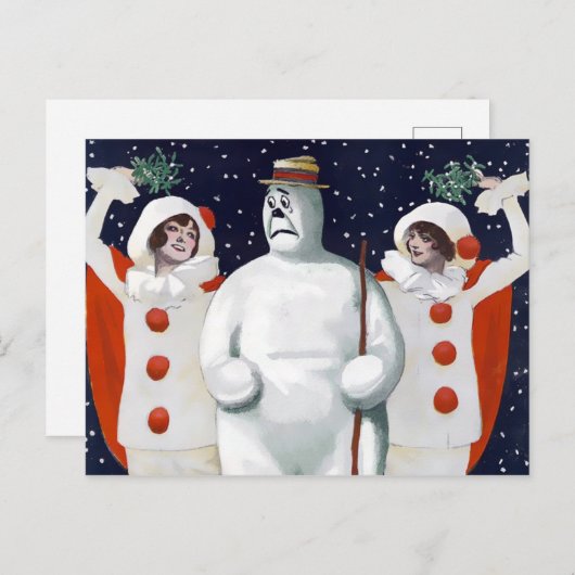 Vintag Snowman Christmas Postcard Postkarte (Vorne/Hinten)