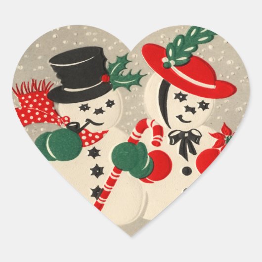 Vintag Snowman Couple Stickers (Vorderseite)