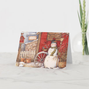 Vintag Snowman Feiertagskarte