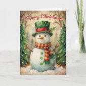 Vintag Snowman Frohe Weihnachten (Vorderseite)