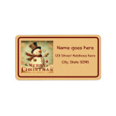 Vintag Snowman - Frohe Weihnachtsadresse Adressaufkleber (Vorne)