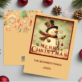 Vintag Snowman - Frohe Weihnachtskarte Feiertagskarte