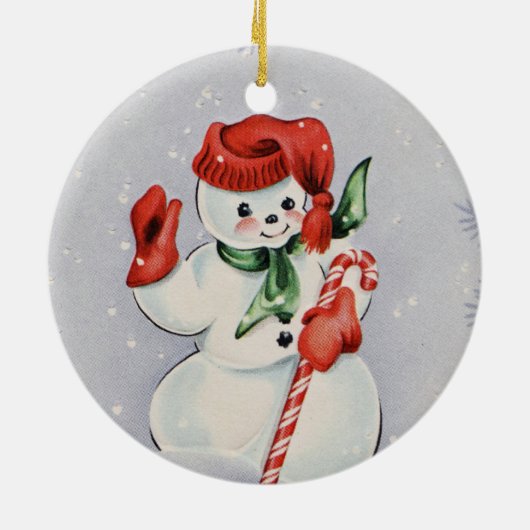 Vintag Snowman Keramik Ornament (Hinten)