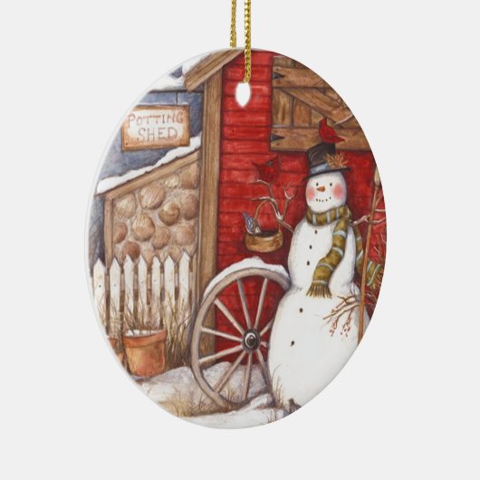 Vintag Snowman Keramikornament (Rechts)