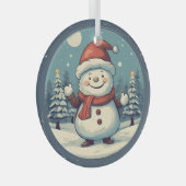 Vintag Snowman Ornament Aus Glas (Vorderseite Rechts)