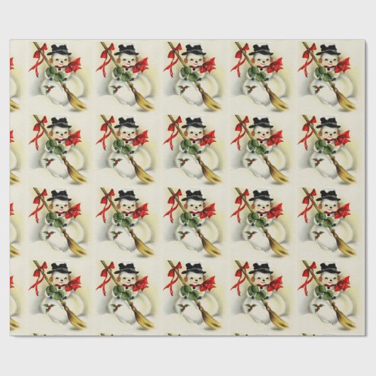Vintag Snowman Pattern Weihnachten Geschenkpapier (Flach)
