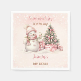 Vintag Snowman Pink Christmas Girl Babydusche Serviette