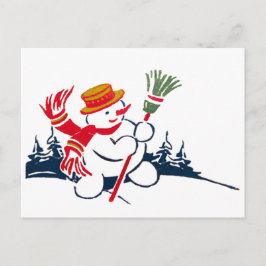 Vintag Snowman Postcard Postkarte