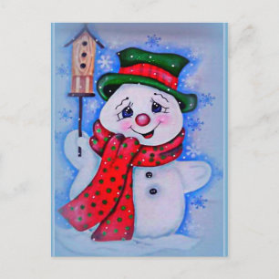 Vintag Snowman Postkarte