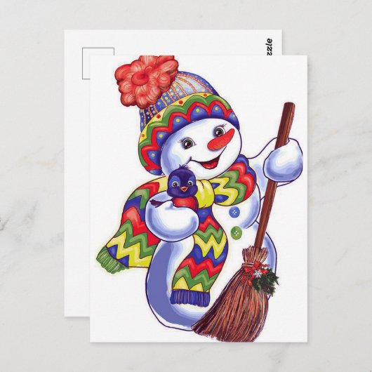 Vintag Snowman Postkarte (Vorne/Hinten)