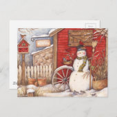 Vintag Snowman Postkarte (Vorne/Hinten)