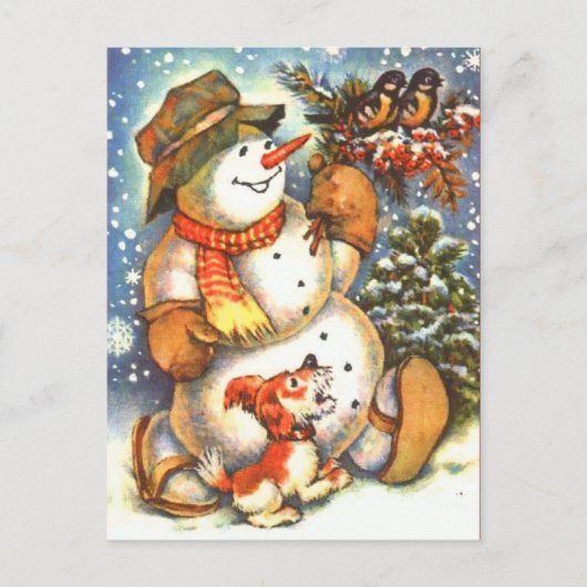 Vintag Snowman Postkarte (Vorderseite)