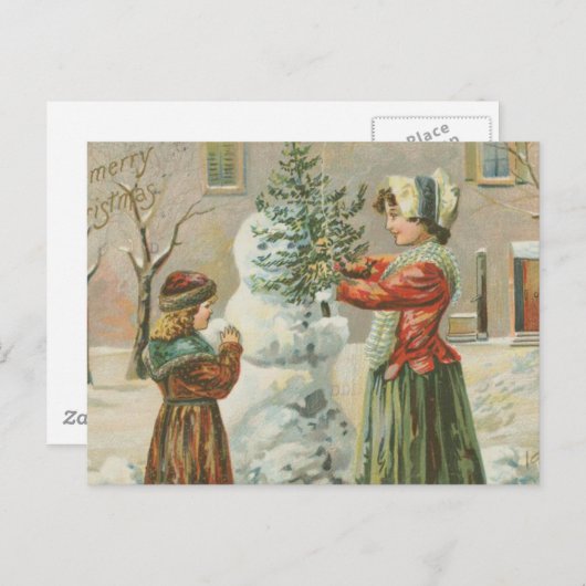 Vintag Snowman Postkarte (Vorne/Hinten)