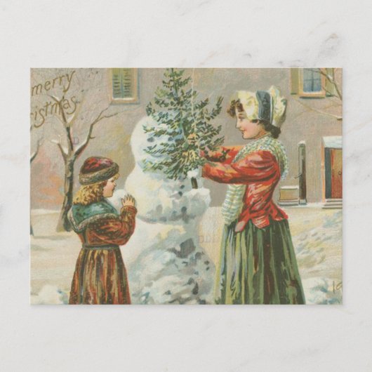 Vintag Snowman Postkarte (Vorderseite)
