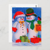 Vintag Snowman Postkarte (Vorne/Hinten)