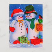 Vintag Snowman Postkarte (Vorderseite)