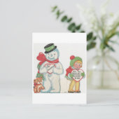 Vintag Snowman Valentine Feiertagspostkarte (Stehend Vorderseite)