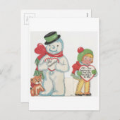 Vintag Snowman Valentine Feiertagspostkarte (Vorne/Hinten)