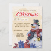 Vintag Snowman Weihnachts-Party Feier Einladung (Vorderseite)