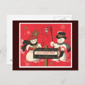 Vintag Snowmen Postkarte (Vorne/Hinten)
