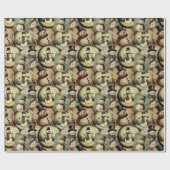 Vintag Snowmen Wonderland Collage Geschenkpapier (Flach)