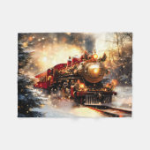 Vintag Snowy Night Weihnachtszug Express Fleecedecke (Vorderseite (Horizontal))