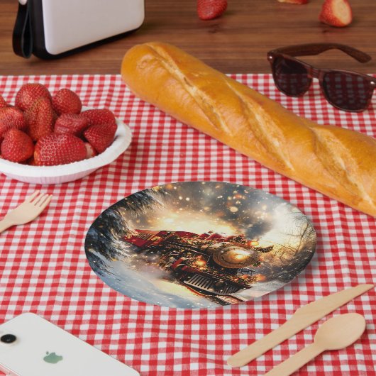 Vintag Snowy Night Weihnachtszug Express Pappteller (Picknick)