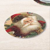 Vintag Snowy Santa Claus Frohe Weihnachten Runder Pappuntersetzer (Angewinkelt)