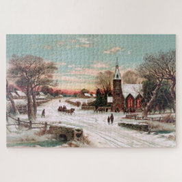 Vintag Snowy Small Town Grosses Puzzle