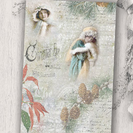 Vintag Snowy Winter Christmas Music Collage Seidenpapier